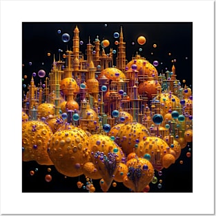 Yellow bubbled city Posters and Art